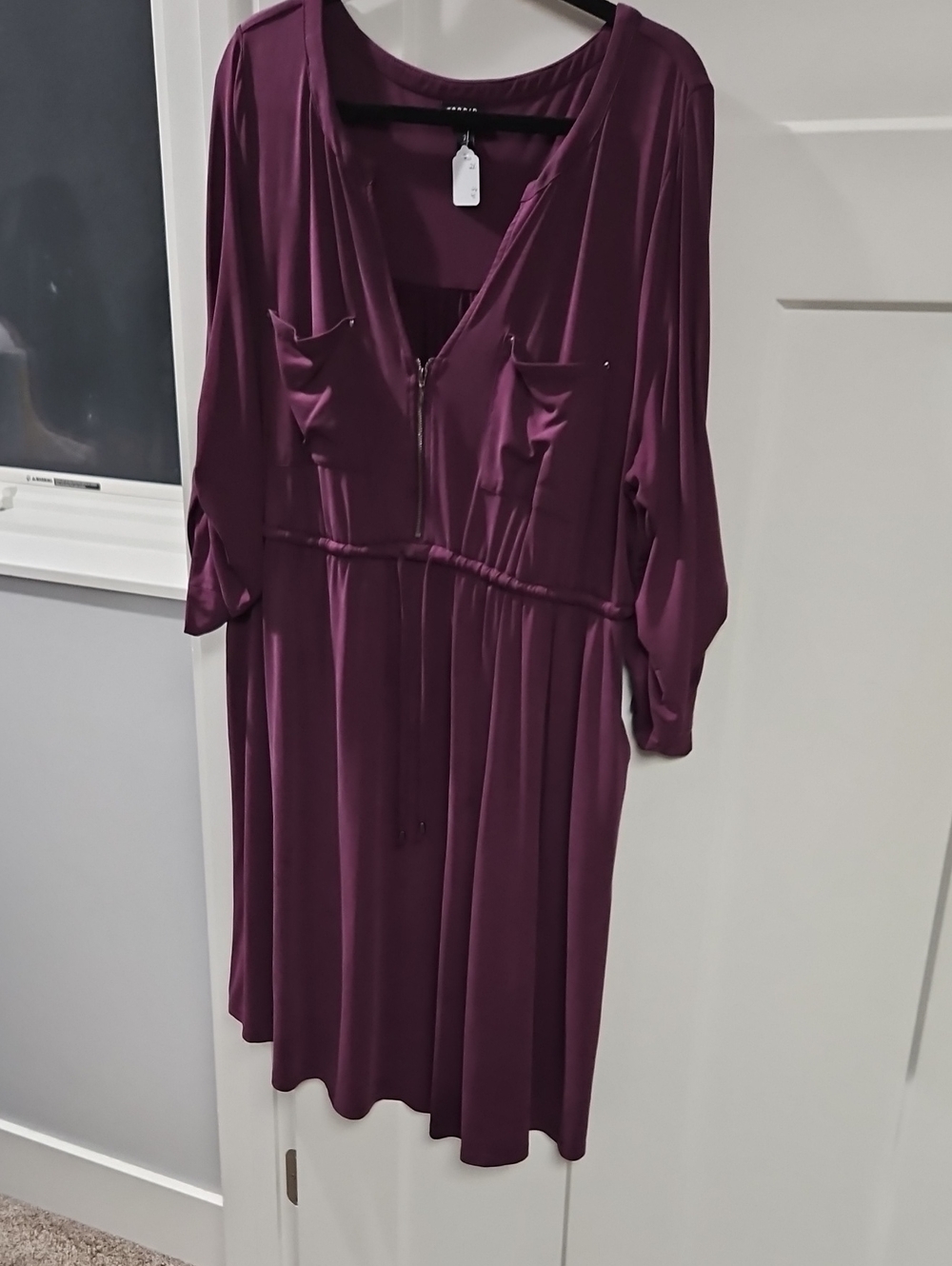 torrid Plum V-Neck Drawstring Midi Dress